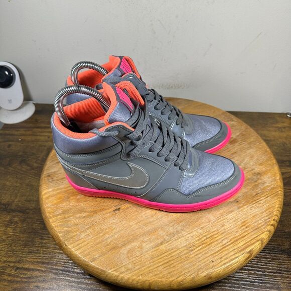 Nike\u200e Force Sky High Top Hidden Wedge Women's Size 8 Gray Pink Shoes  629746-008